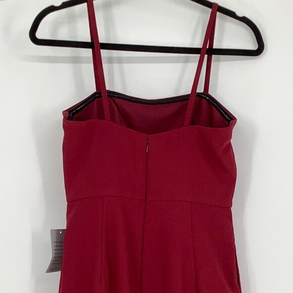 NEW! Dessy Collection Size 4 Spaghetti Strap Jumpsuit Burgundy $263 msrp J3-9 - Picture 9 of 10